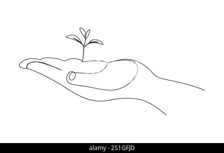 World Environment DayProtect la terra piantando un albero ambiente mondo giorno uno disegno linea Illustrazione Vettoriale