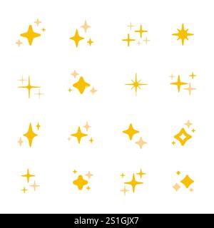 Stelle lucenti. luce brillante, stella luminosa e forma scintillante Illustrazione Vettoriale