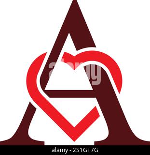 Logo Love Inspired Letter A Illustrazione Vettoriale