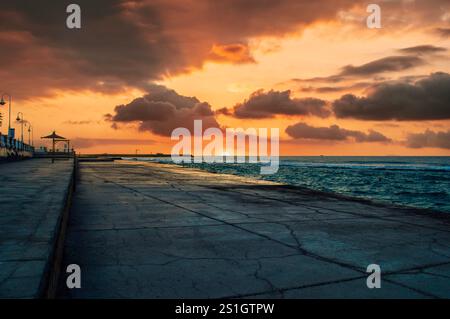 Castillo del Romeral, paisaje de las Islas Canarias en el ocaso Foto Stock