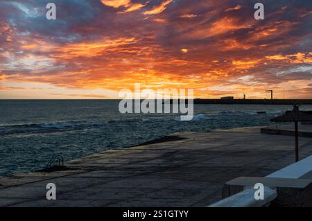 Castillo del Romeral, paisaje de las Islas Canarias en el ocaso Foto Stock