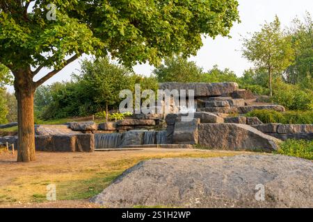 Parco del Monte reale ( Parc du Mont-Royal ) Lago Beaver in estate al tramonto. Montreal, Quebec, Canada. Foto Stock