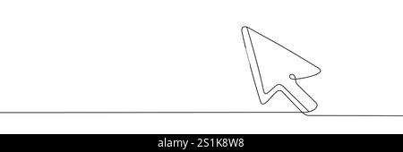 Disegno continuo della freccia del cursore. Icona a freccia del cursore a riga singola. . Illustrazione vettoriale. Riga modificabile. Illustrazione Vettoriale