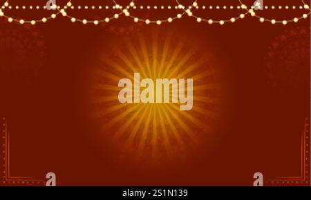 Illustrazione di un modello decorativo di sfondo del festival delle feste indiane per il banner di India Holiday for Happy Diwali, Dussehra Illustrazione Vettoriale
