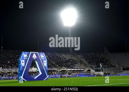 Firenze, Italia. 4 gennaio 2025. Serie A allestita durante la partita di serie A tra l'ACF Fiorentina e l'SSC Napoil allo stadio Artemio Franchi di Firenze (Italia), il 4 gennaio 2025. Crediti: Insidefoto di andrea staccioli/Alamy Live News Foto Stock