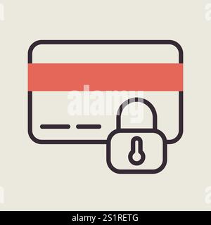 Carta di credito con icona del vettore di blocco. Simbolo della carta di credito bloccata. Segnale di sicurezza. Simbolo grafico per il design del sito Web, logo, app, interfaccia utente Illustrazione Vettoriale