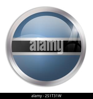 Bandiera del Botswana - il pulsante cerchio lucido mostra una bandiera colorata che rappresenta l'identità e il patrimonio culturale di un paese. L'essenza dell'orgoglio nazionale e dell'unità. Illustrazione Vettoriale