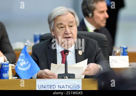 Rio de Janeiro, Brasile, 19 novembre 2024. António Guterres, Segretario generale delle Nazioni Unite, durante una riunione della plenaria del G20. Foto Stock