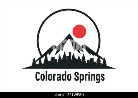 Skyline di Colorado Springs con Peak Illustrazione Vettoriale