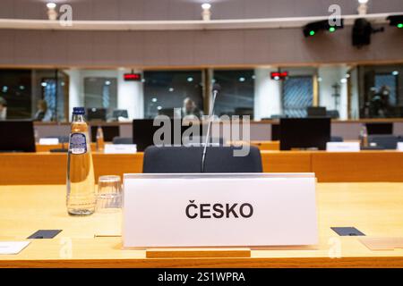 Repubblica ceca, Cechia alla riunione dei ministri degli Esteri dell'Unione europea in occasione del Consiglio europeo di Bruxelles in Belgio su 16 inganni Foto Stock