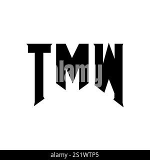 Design con logo TMW Letter per l'azienda tecnologica. Combinazione di colori bianco e nero con logo TMW. Logo TMW, vettore TMW, design TMW, icona TMW, alph TMW Illustrazione Vettoriale