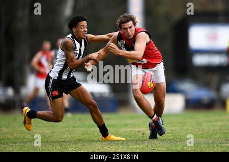 EUROA, AUSTRALIA 11 maggio 2024. Australian Rules Football, Goulburn Valley Football League turno 6 Euroa Magpies vs Benalla Saints in Euroa nel conteggio Foto Stock