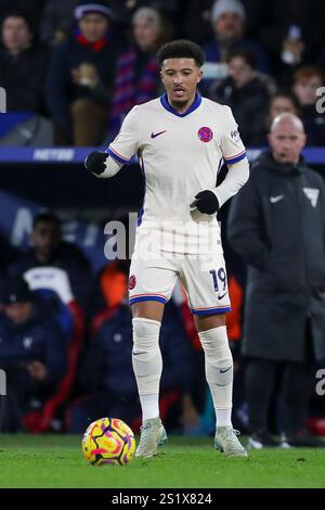 Londra, Regno Unito. 4 gennaio 2025. L'attaccante del Chelsea Jadon Sancho (19) durante la partita tra Crystal Palace FC e Chelsea FC English Premier League a Selhurst Park, Londra, Inghilterra, Regno Unito il 4 gennaio 2025 Credit: Every Second Media/Alamy Live News Foto Stock