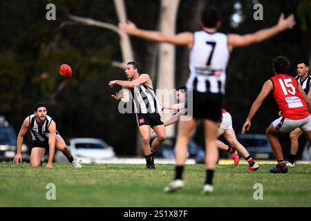 EUROA, AUSTRALIA 11 maggio 2024. Australian Rules Football, Goulburn Valley Football League turno 6 Euroa Magpies vs Benalla Saints in Euroa nel conteggio Foto Stock