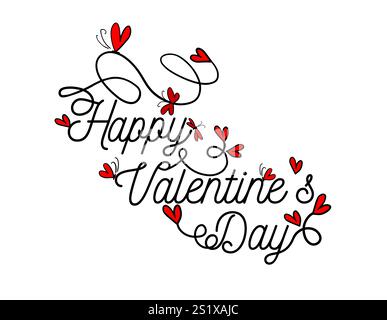 Buona tipografia di San Valentino . Modello romantico per festeggiare san valentino il 14 febbraio. Sfondo, volantino, poster, adesivo, striscione Illustrazione Vettoriale