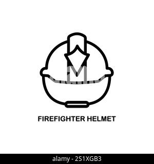 elmetto da vigile del fuoco fuoco selvaggio vettore icona linea disastro. cartello del disastro del fuoco dell'elmetto dei pompieri. illustrazione nera del simbolo del contorno isolato Illustrazione Vettoriale