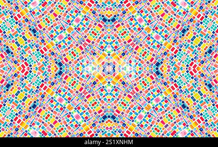 Sfondo con motivo a mosaico colorato, motivo concentrico multicolore astratto per il design Foto Stock