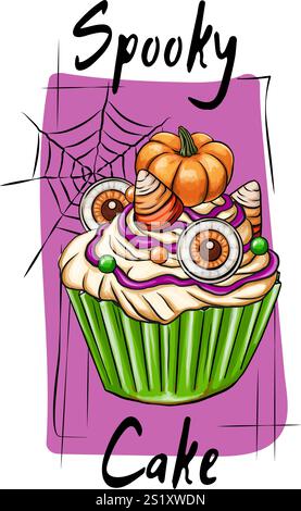 Personaggi retrò in stile caffè. Una serie di simpatiche mascotte di halloween per caffè, panetteria e ristorante. Illustrazione vettoriale. Illustrazione Vettoriale