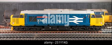 Locomotiva diesel classe 37 37401 Mary Queen of Scots, modello in scala a scartamento 00 Foto Stock