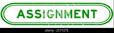 Scritta grunge verde assegnazione timbro con guarnizione in gomma su sfondo bianco Illustrazione Vettoriale