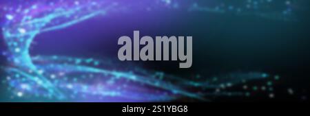 Striscione luminoso con luci al neon e particelle brillanti. Discoteca notturna. Club. Paillettes su sfondo scuro. Banner astratto sfocato. Svago e intrattenimento Foto Stock