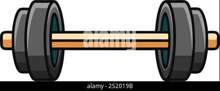 Immagine vettoriale di alta qualità di un manubrio per il sollevamento pesi, progettata per l'uso digitale e a mezzo stampa nella promozione del fitness o nella pubblicità in palestra Illustrazione Vettoriale