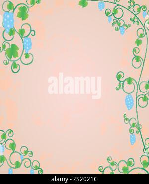 Bellissima cartolina decorativa con ricci di viti Illustrazione Vettoriale