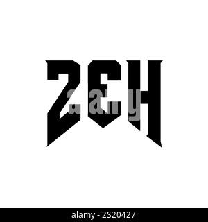 Design del logo ZEH Letter per l'azienda tecnologica. Combinazione di colori bianco e nero con logo ZEH. Logo ZEH, vettore ZEH, design ZEH, icona ZEH, ZEH alph Illustrazione Vettoriale