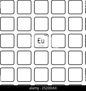 Einsteinium, es, elemento periodico della tabella con nome, simbolo, numero atomico e peso. Elemento radioattivo sintetico con potenziali impieghi nella ricerca scientifica e nell'energia nucleare. Illustrazione Vettoriale