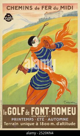 Poster vintage Sports Travel di Leonetto Cappiello - le Golf de font-Romeu, Francia 1929 circa Foto Stock