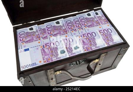 Una grande cassa di banconote in euro. Crisi finanziaria, crisi, debito. Austria Foto Stock