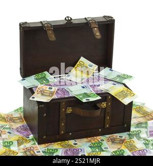Una grande cassa di banconote in euro. Crisi finanziaria, crisi, debito. Austria Foto Stock