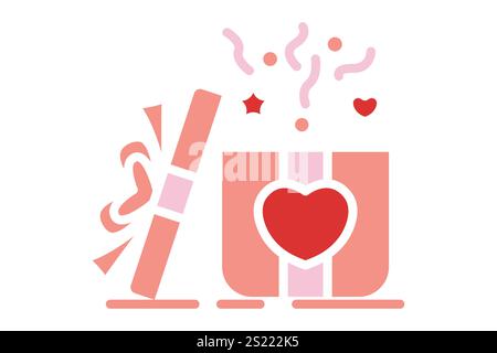 Icona regalo. stile icona a tinta unita. confezione regalo con cuore. icona relativa a valentine. illustrazione vettoriale degli elementi di san valentino Illustrazione Vettoriale