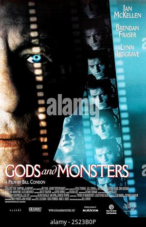 Gods and Monsters (1998) diretto da Bill Condon e interpretato da Ian McKellen, Brendan Fraser e Lynn Redgrave. Biopic sugli ultimi giorni di Frankenstein (1931) regista James Whale. Fotografia di un poster originale US 1998 da un foglio ***SOLO PER USO EDITORIALE***. Credito: BFA / Lions Gate Films Foto Stock