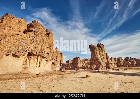 Le rocce del deserto del Sahara, del Tassili N'Ajjer, Algeria Foto Stock