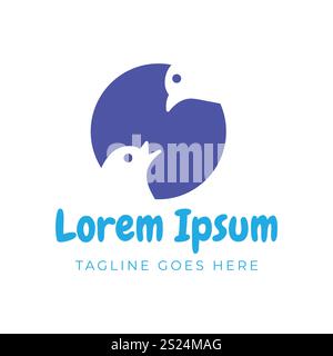 Semplice e minimalista madre uccello che dà da mangiare al suo pulcino per nutrizione icona illustrazione Design Vector Illustrazione Vettoriale