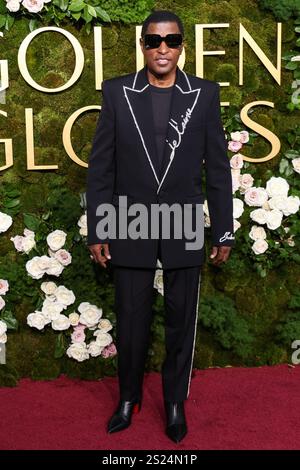 Beverly Hills, Stati Uniti. 5 gennaio 2025. BEVERLY HILLS, LOS ANGELES, CALIFORNIA, USA - 5 GENNAIO: Babyface arriva al 82° Golden Globe Awards annuale tenutosi al Beverly Hilton Hotel il 5 gennaio 2025 a Beverly Hills, Los Angeles, California, Stati Uniti. (Foto di Xavier Collin/Image Press Agency) credito: Image Press Agency/Alamy Live News Foto Stock