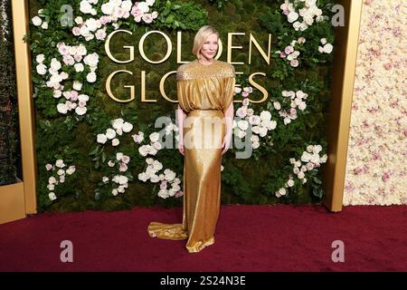 BEVERLY HILLS, LOS ANGELES, CALIFORNIA, USA - 5 GENNAIO: Cate Blanchett arriva al 82° Golden Globe Awards annuale tenutosi al Beverly Hilton Hotel il 5 gennaio 2025 a Beverly Hills, Los Angeles, California, Stati Uniti. (Foto di Xavier Collin/Image Press Agency) Foto Stock