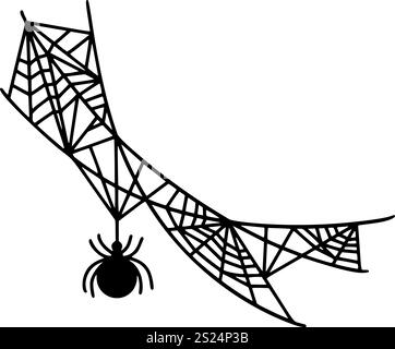 Elegante bordo di Halloween con ragno, formato vettoriale ideale per design sofisticati e spettrali Illustrazione Vettoriale