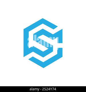 Design iniziale del logo lettera C alfabetica, logo lettera sc iniziale, logo cs, icona cs, simbolo cs, iniziale cs, lettera sc, logo sc, icona sc, lettera sc, sc in Illustrazione Vettoriale