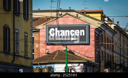 l'immagine mostra un cartello e un cartello che indica le possibilità in tedesco. Foto Stock