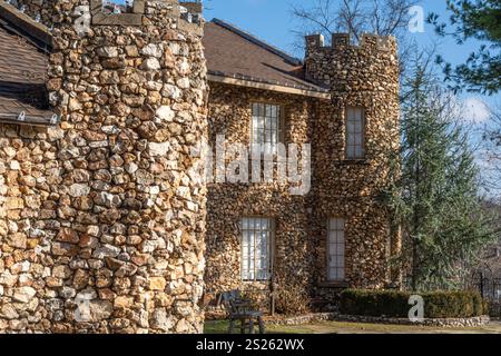 Franklin Castle, un castello in pietra restaurato dell'era della depressione a Tahlequah, Oklahoma. (USA) Foto Stock