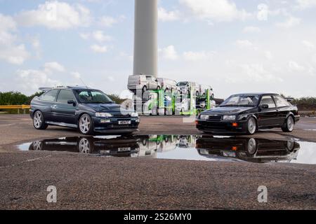 Ford Sierra e Escort RS Cosworth hot Hatch car Foto Stock