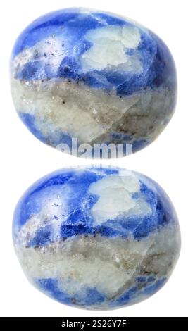 Minerale Naturale gioiello di pietra - due gemme Sodalite isolati su sfondo bianco close up Foto Stock