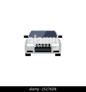 Icona di un'auto sportiva in pixel nella vista frontale. Auto sportiva retro pixel art Dettagli semplici icona del design rétro dell'auto Illustrazione Vettoriale