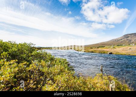 Viaggio in Islanda - alveo del fiume Bruara nel mese di settembre Foto Stock