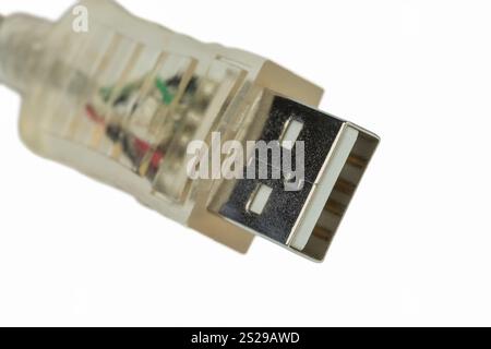 Cavo USB, foto simbolo per il collegamento in rete, il trasferimento dati e Internet Foto Stock