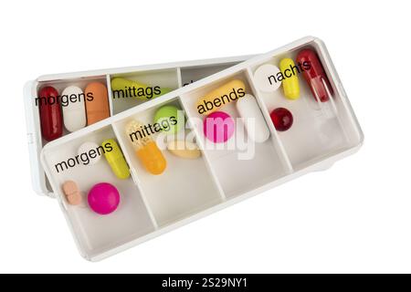 Dispenser per tablet, foto simbolica per terapia, prescrizione e dosaggio Austria Foto Stock