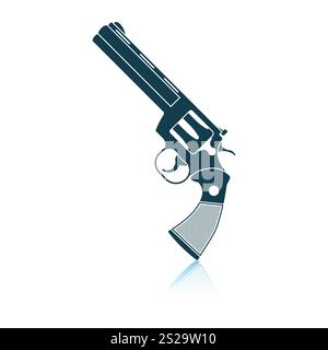 Pistola Revolver icona. Ombra di design di riflessione. Illustrazione Vettoriale. Foto Stock