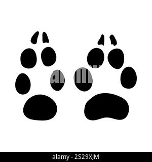 Footprint di Fox. Silhouette nera Design. Illustrazione Vettoriale. Foto Stock